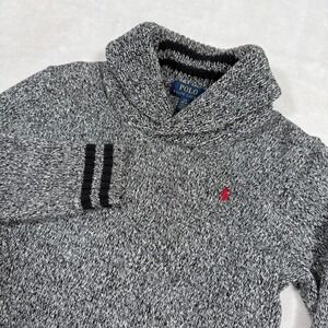 Polo Ralph Lauren Shawl Collar Sweater Boys L 14 16 Gray Red Pony Logo